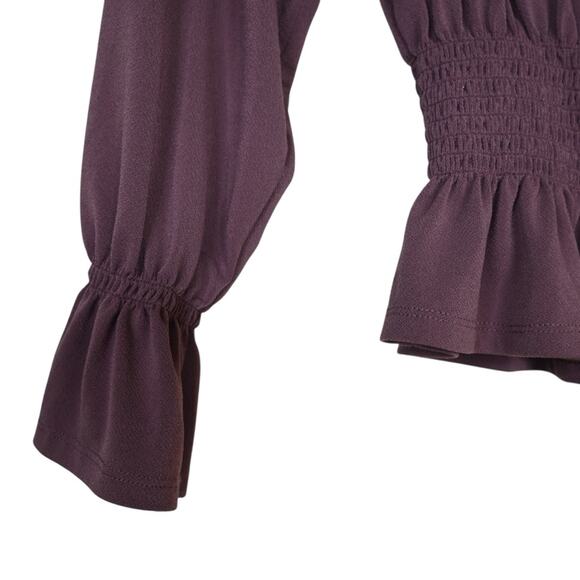 Express One Eleven Women's XS Dark Purple Peasant Top - Picture 7 of 9